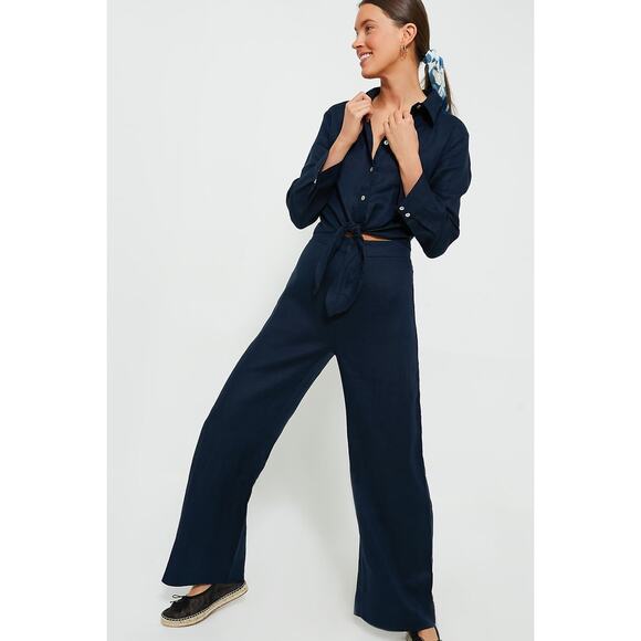 TUCKERNUCK Navy Linen Lydia Pants Size M NWT Retail $128 Tuckernuck - Picture 5 of 6